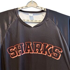 San Jose Sharks Baseball Jersey Shirt‎ Number 24 Raglan 3/4 Sleeve Black XL/XXL